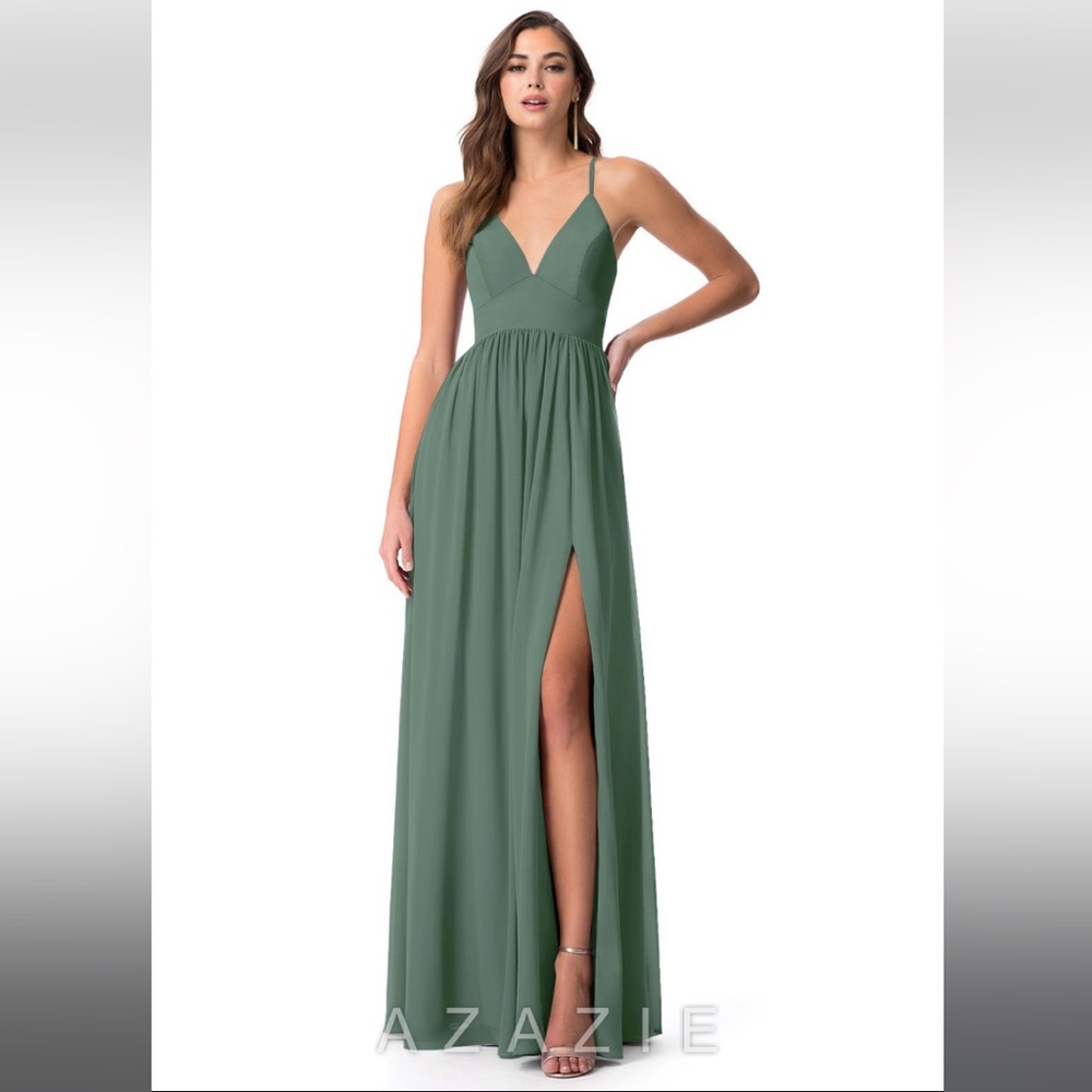 AZAZIE Aaida Bridesmaid Dress in Eucalyptus A0 Unaltered